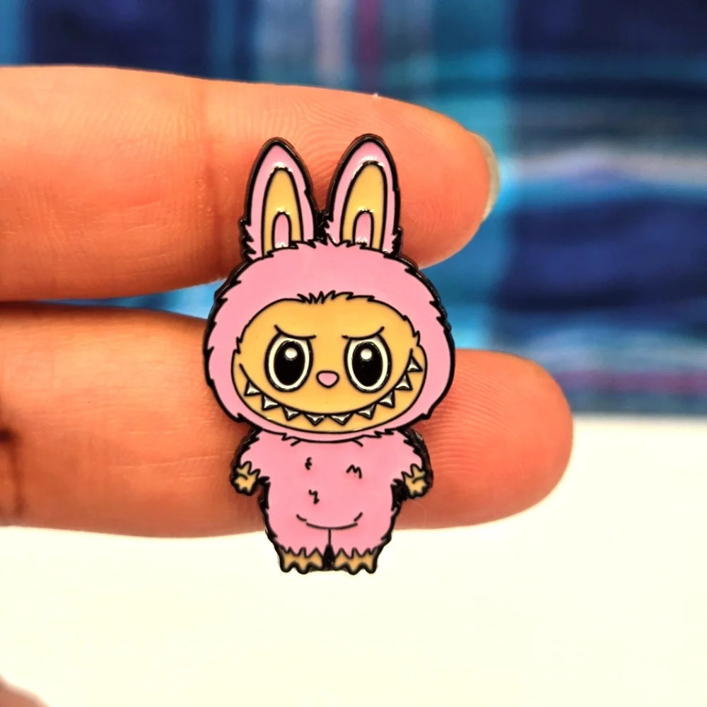 Pink Labubu The Monster Enamel Pin